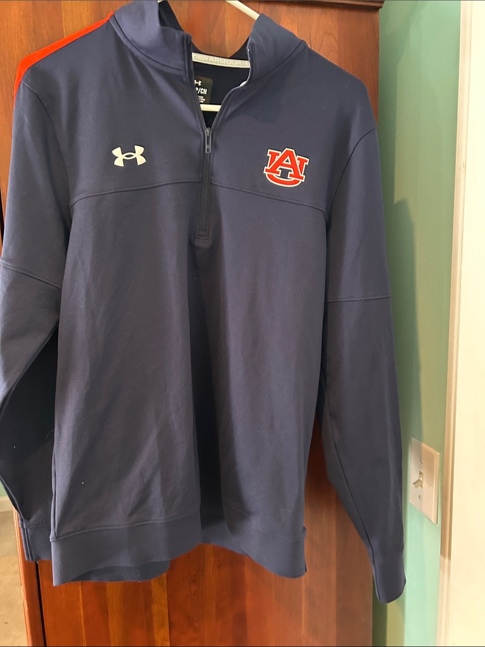 Under Armour Navy Half-Zip Pullover with Orange Auburn Logo